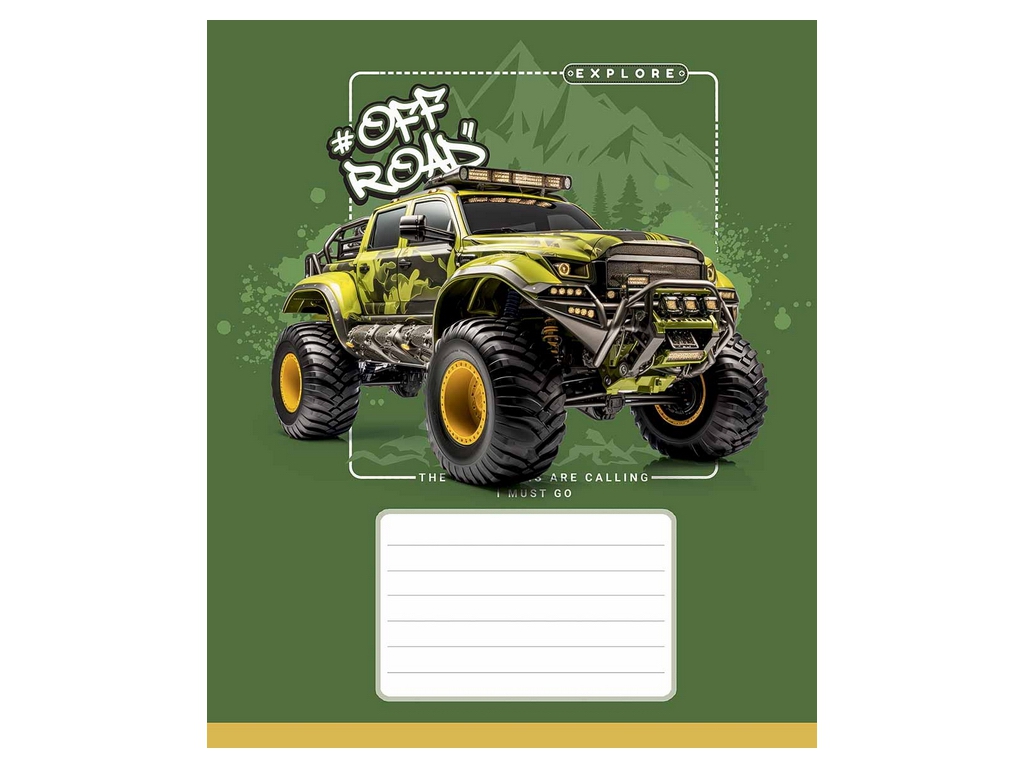 Тетрадь в линию Classic Offroad, 12 листов, 5 видов (цена за 1шт), Школярик