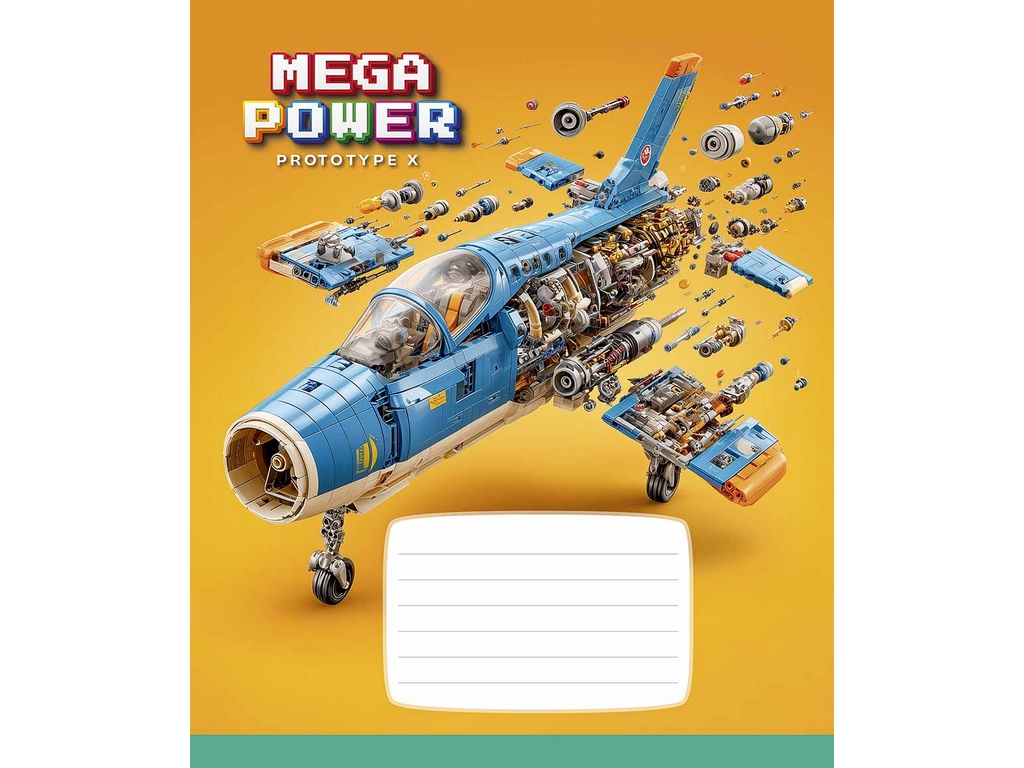 Зошит учнівський "Mega Power", 12 аркушів, у лінію, 5 видів (ціна за 1шт), Школярик