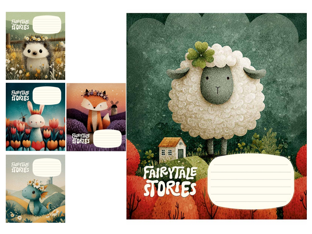 Зошит шкільний у косу лінію Fairytale Stories, 12 аркушів, Школярик 012-3753L