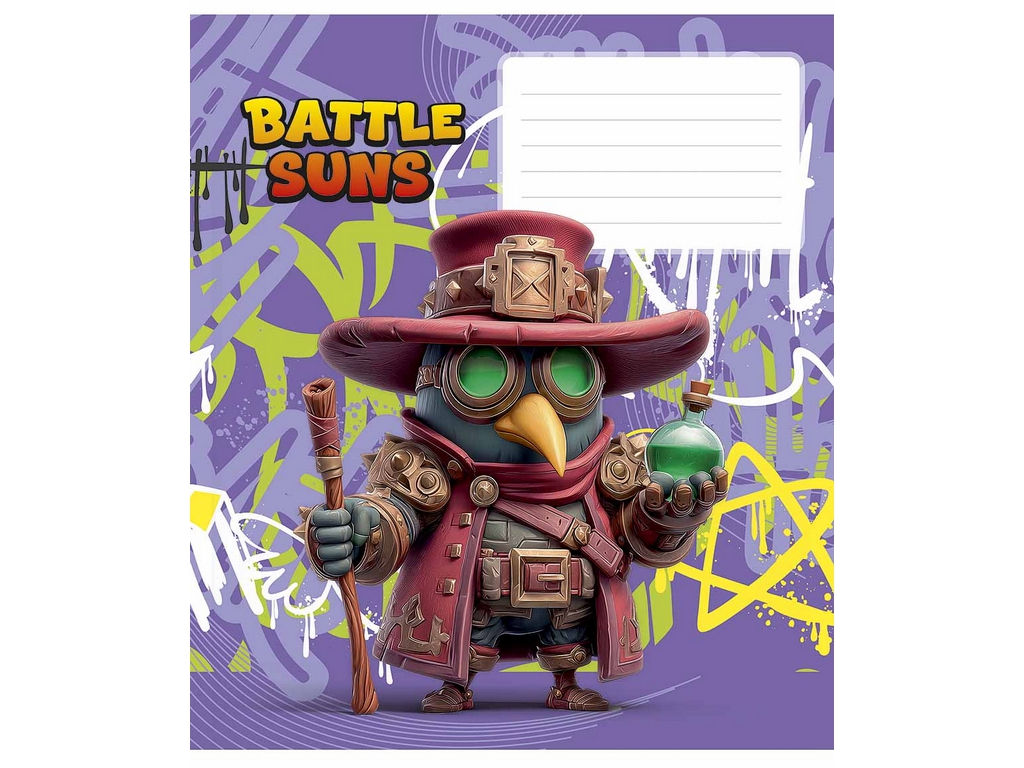 Тетрадь школьная в косую линию Battle Suns, 12 листов, Школярик 012-3757C