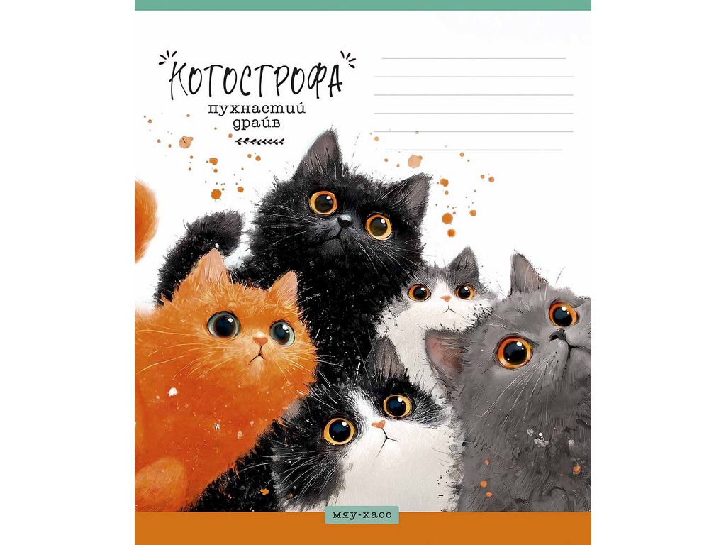 Зошит учнівський "Котострофа", 12 аркушів, у лінію, ВД-лак, 5 видів (ціна за 1шт), Школярик