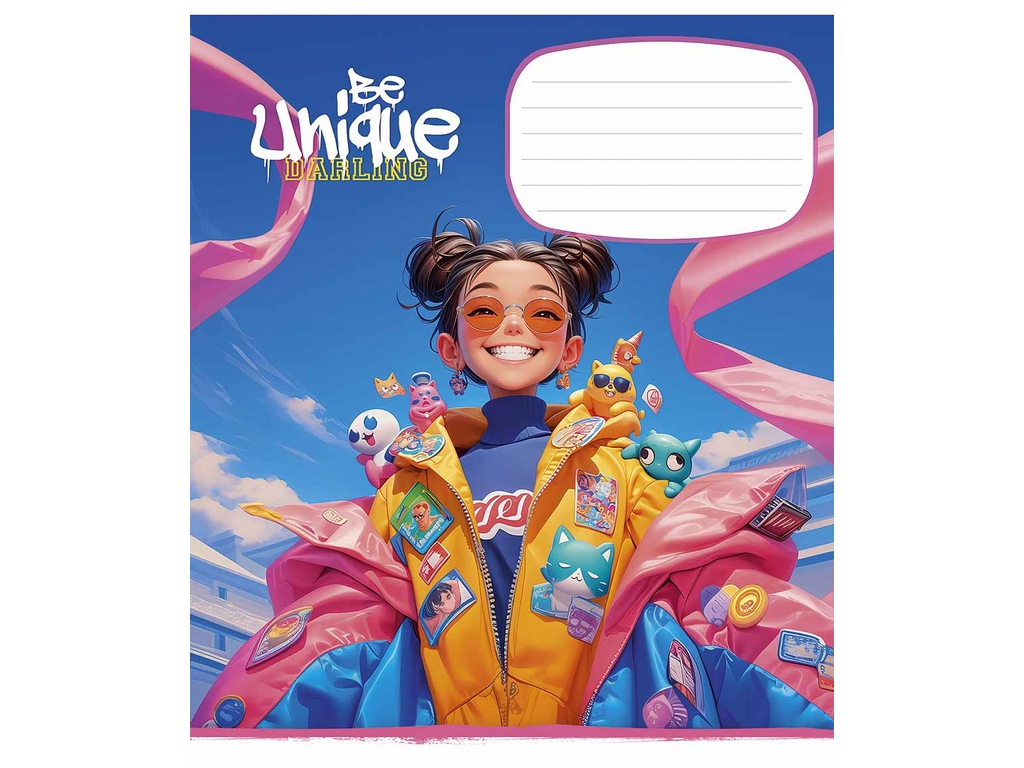 Зошит учнівський, 18 аркушів, у клітинку, "Be unique 18к", УФ-лак, Школярик 018-3455K