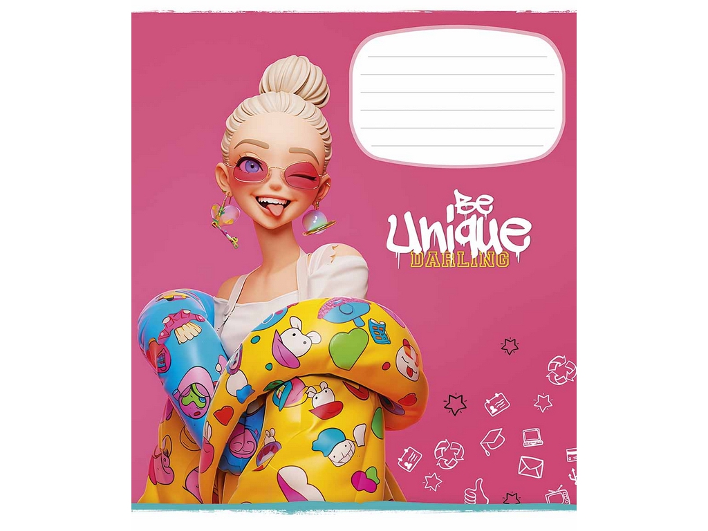 Зошит учнівський, 18 аркушів, у клітинку, "Be unique 18к", УФ-лак, Школярик 018-3455K