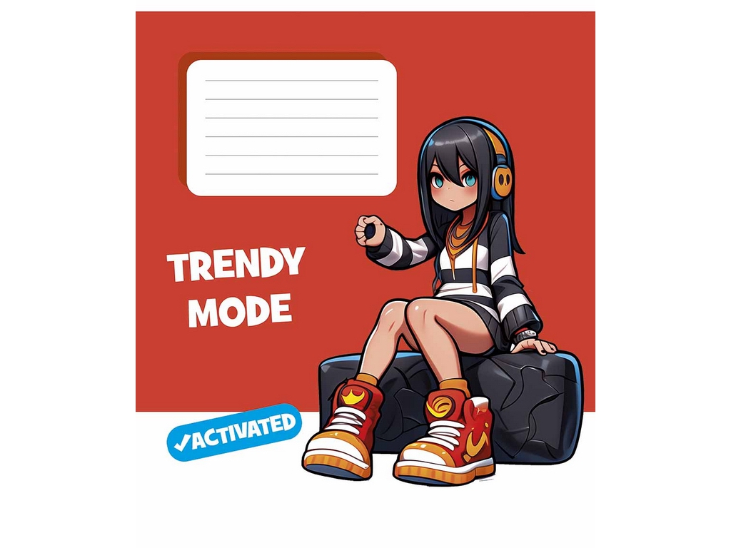 Зошит учнівський 18 аркушів, у клітинку, УФ-лак, "Trendy mode activated" Школярик 018-3564K