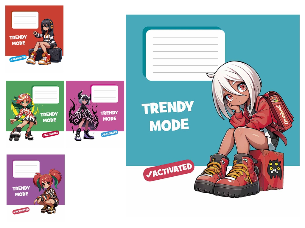 Зошит учнівський 18 аркушів, у лінію, "Trendy mode activated",  Школярик 018-3564L