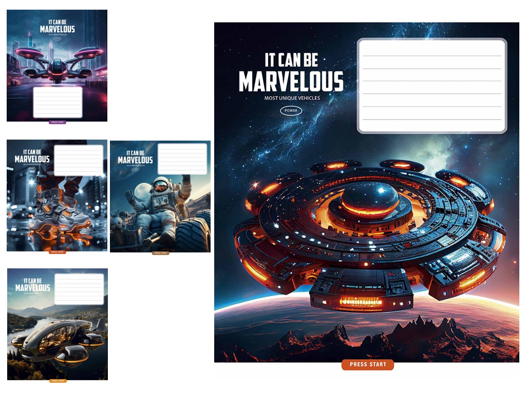 Тетрадь в линию 018-3591L Star Marvelous, 18 л., ВД-лак, 5 видов (цена за 1шт),Школярик