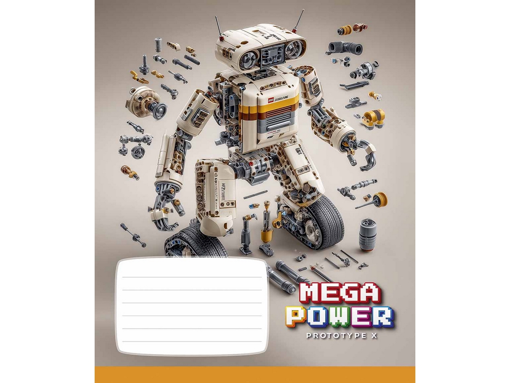 Зошит учнівський "Mega Power", 18 аркушів, у лінію, ВД-лак, 5 видів (ціна за 1шт), Школярик