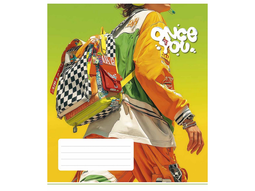 Зошит учнівський "Once You", 24 аркуші, у лінію, ВД-лак, 5 видів (ціна за 1шт). Школярик