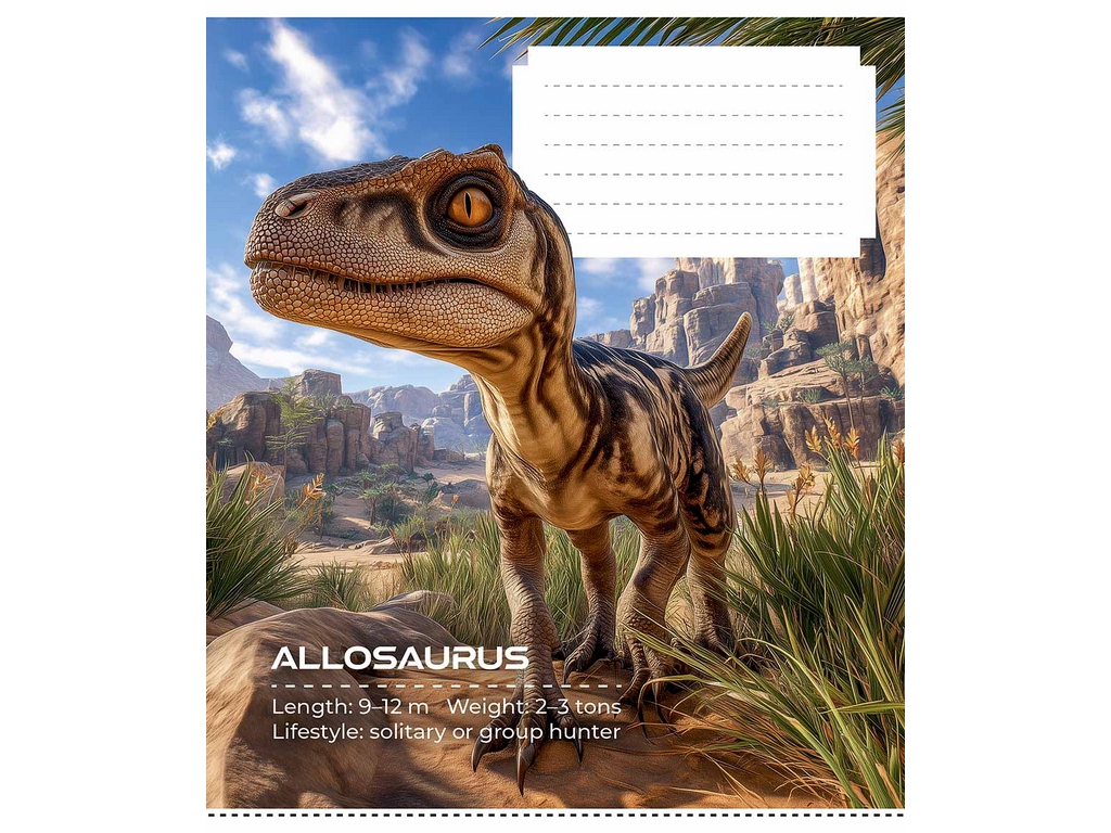 Тетрадь школьная в линию Dinosaurs, 24 листа, Школярик 024-3753L