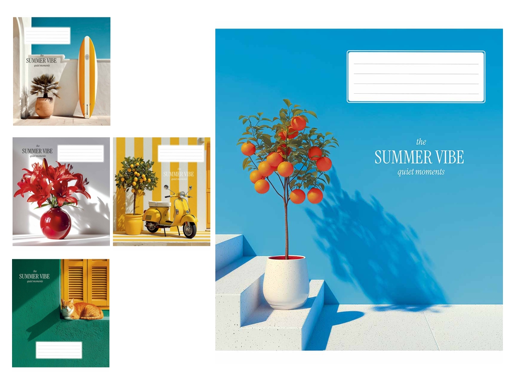 Тетрадь школьная в линию Star Summer Vibes 036-3621L, 36 листов, микс, цена за 1 шт