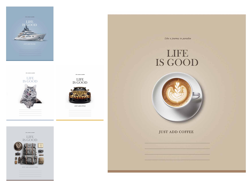 Зошит у лінію Life is good 036-3670L, 36 аркушів, ВД-лак, 5 видів (ціна за 1шт), Школярик