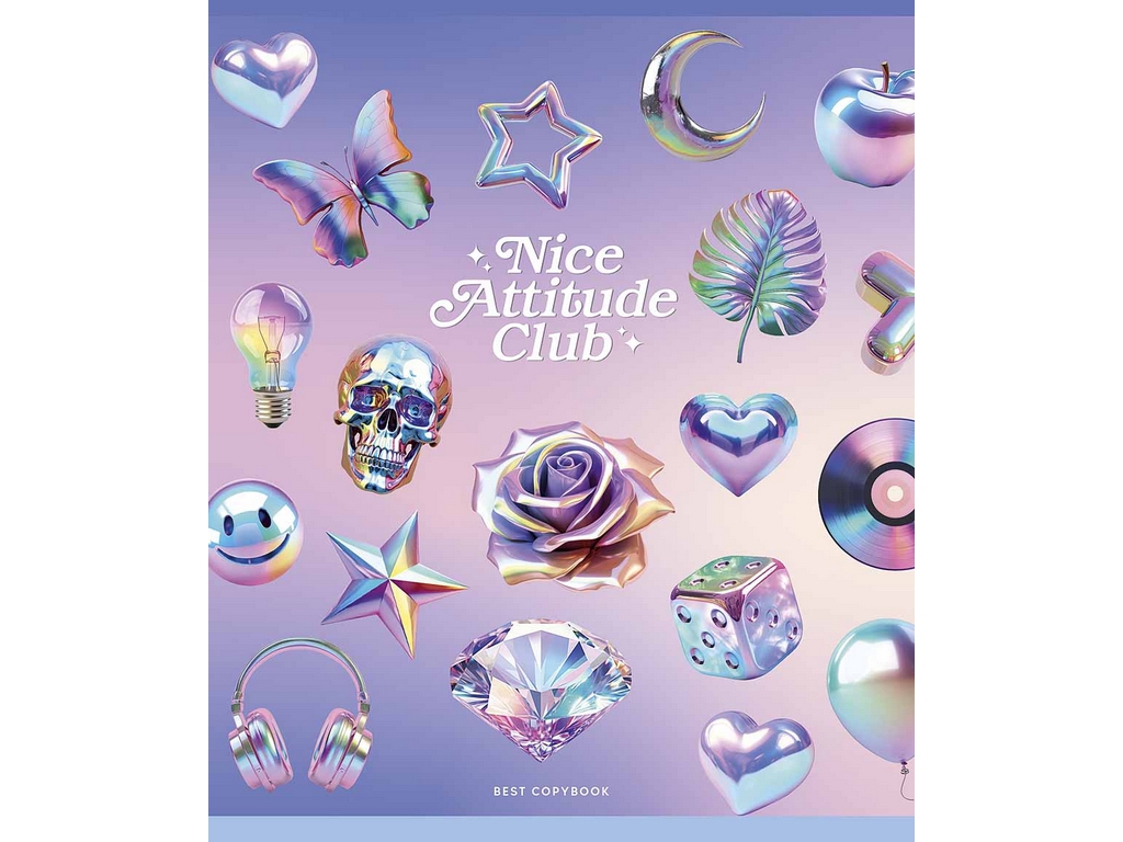 Зошит у клітинку 048-3525K Nice Attitude Club, 48 арк., УФ-лак, 5 видів (ціна за 1шт),Школярик