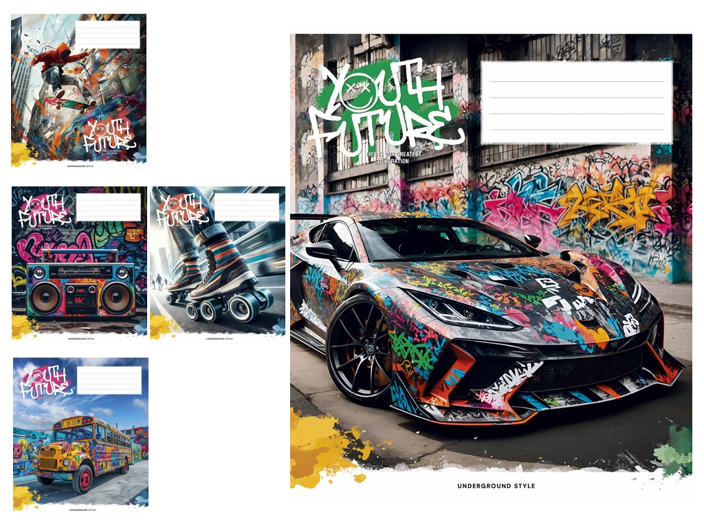 Тетрадь в клетку 048-3552K Night racers, 48 л., ВД-лак, 5 видов (цена за 1шт), Школярик