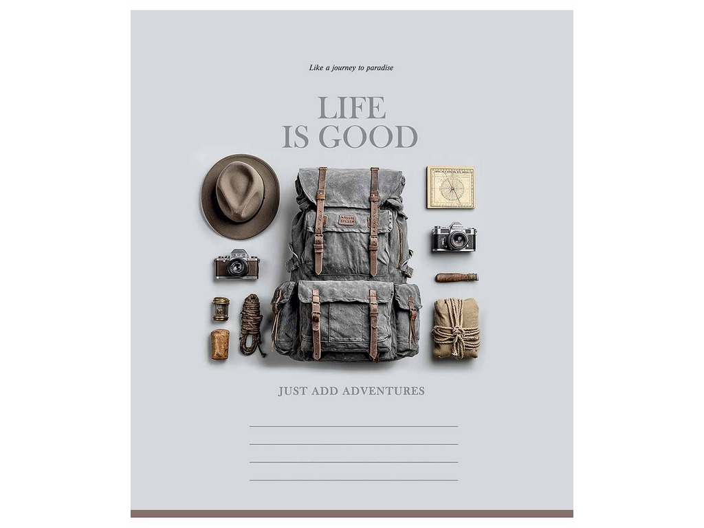 Зошит у клітинку Life is good 048-3670K, 48 аркушів, ВД-лак, 5 видів (ціна за 1шт), Школярик