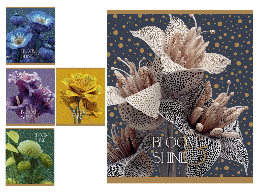 Зошит загальний Magic Flowers, 48 аркушів, у лінію, глітер, 5 видів (ціна за 1шт), Школярик