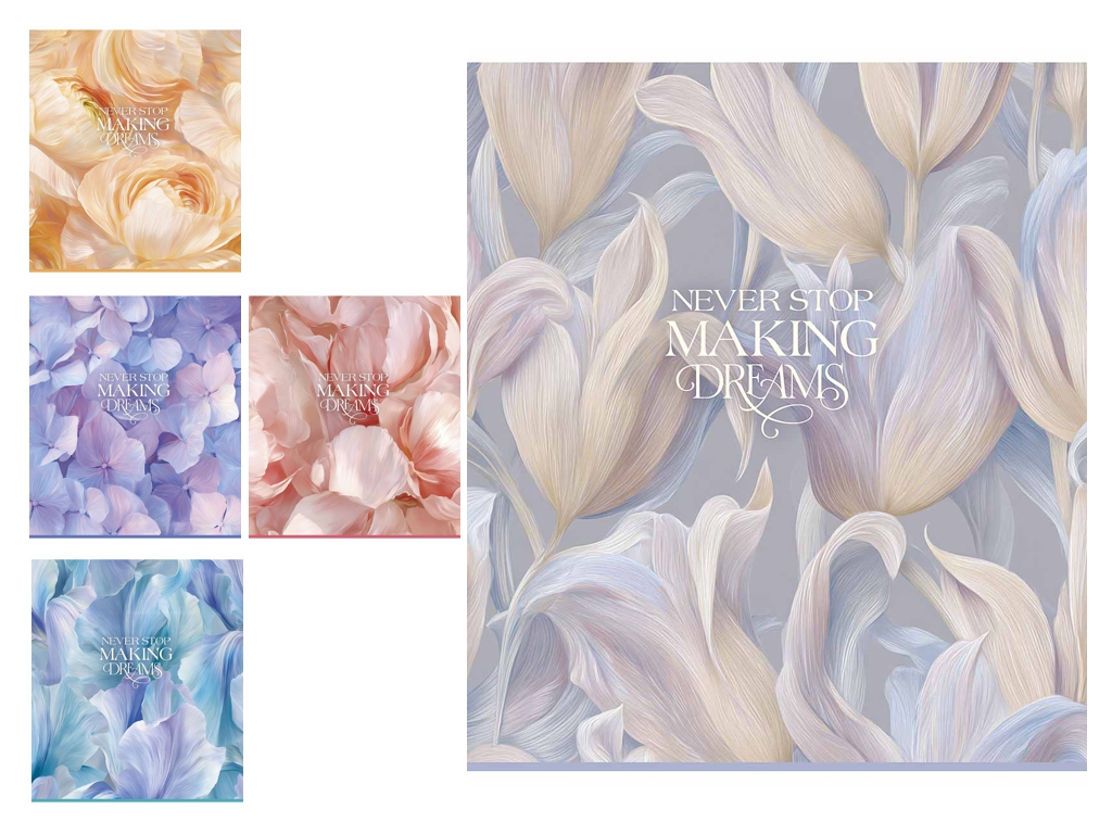 Зошит загальний у клітинку Star Flower Patterns 060-3752K, 60 аркушів, мікс, ціна за 1 шт