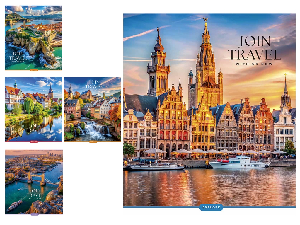 Зошит у клітинку 096-3680K Join Travel 96 аркушів, УФ-лак, 5 видів (ціна за 1шт), Школярик