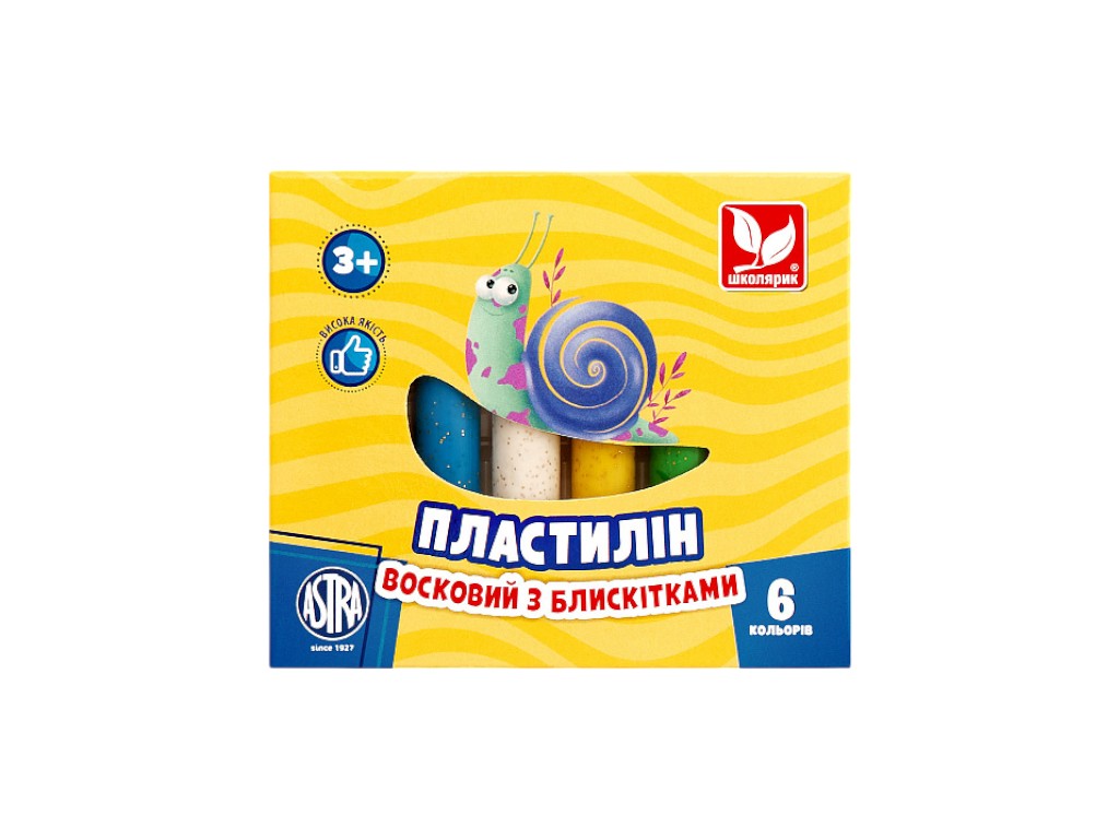 Пластилін круглий з блискітками, 6 кольорів