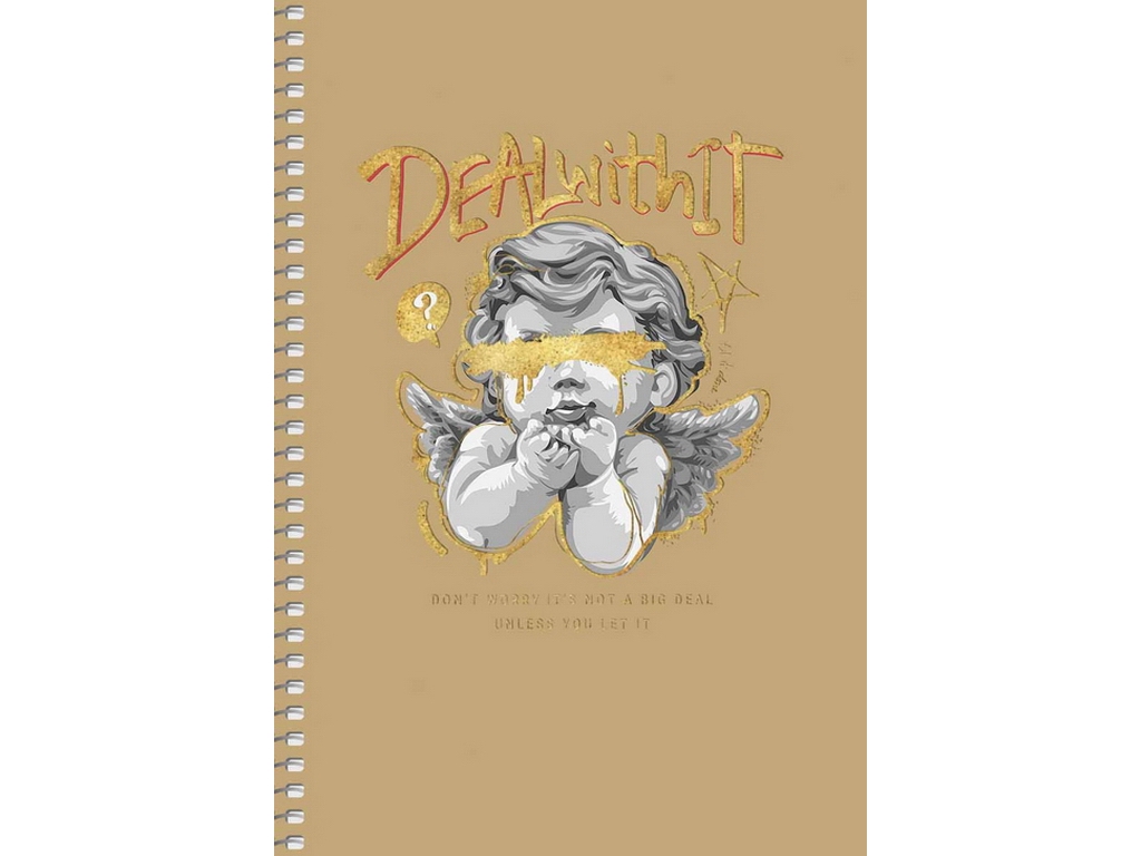 Тетрадь спираль в клетку с крафт-обложкой с тиснением, 96 листов