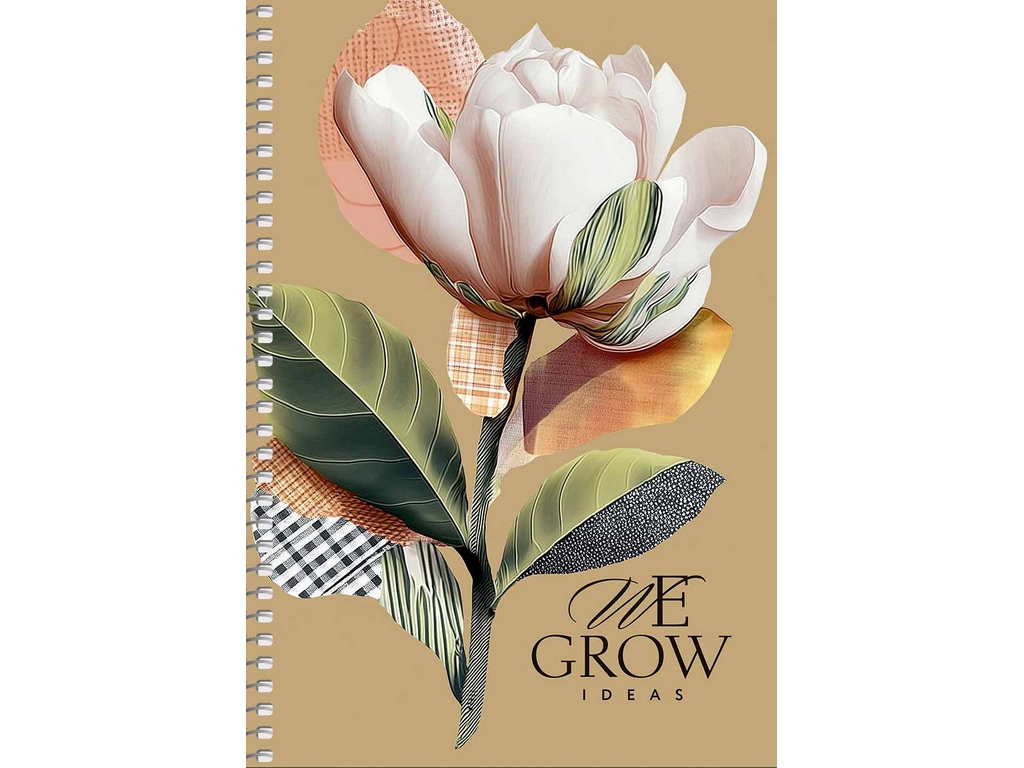 Тетрадь А5 на спирали We Grow Ideas, 96 листов, в клетку, крафт-картон, микс видов