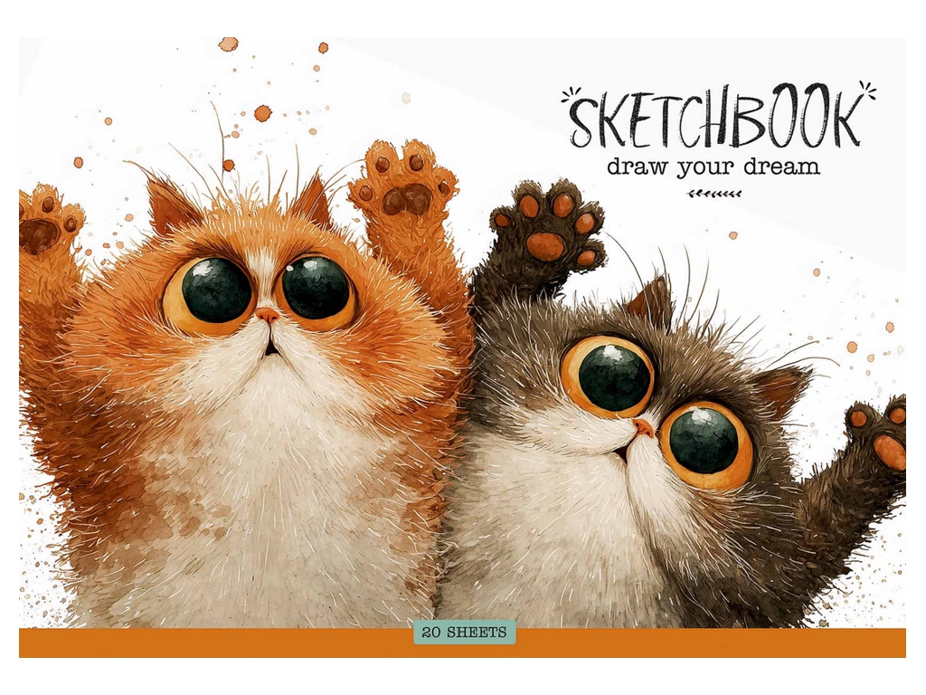 Альбом для рисования Star Sketchbook Cats, А4, 20 листов, микс видов