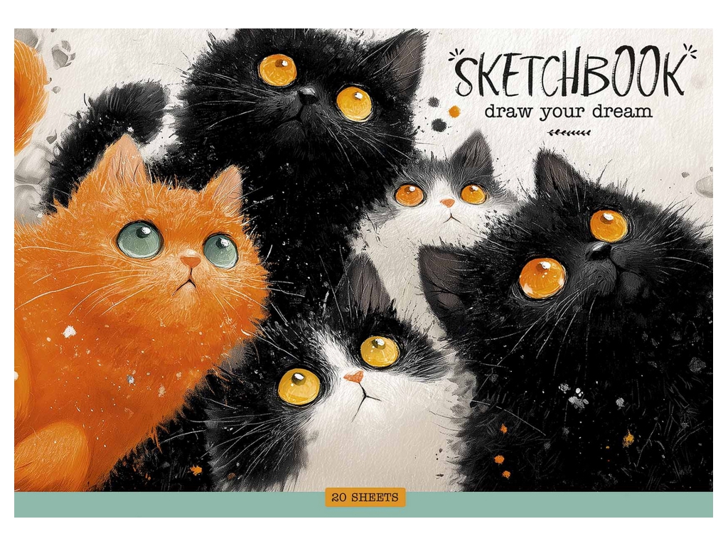 Альбом для рисования Star Sketchbook Cats, А4, 20 листов, микс видов