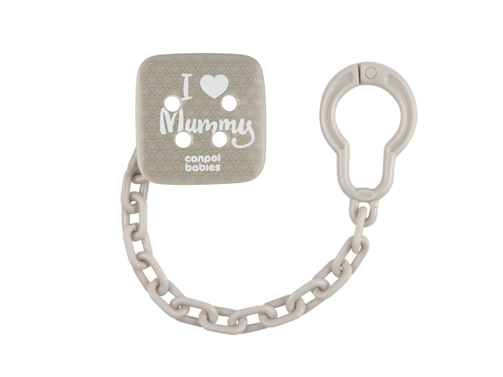 Ланцюжок до пустушки, I Love Mummy, пластик, 0м+, 2/434_grey, Canpol Babies