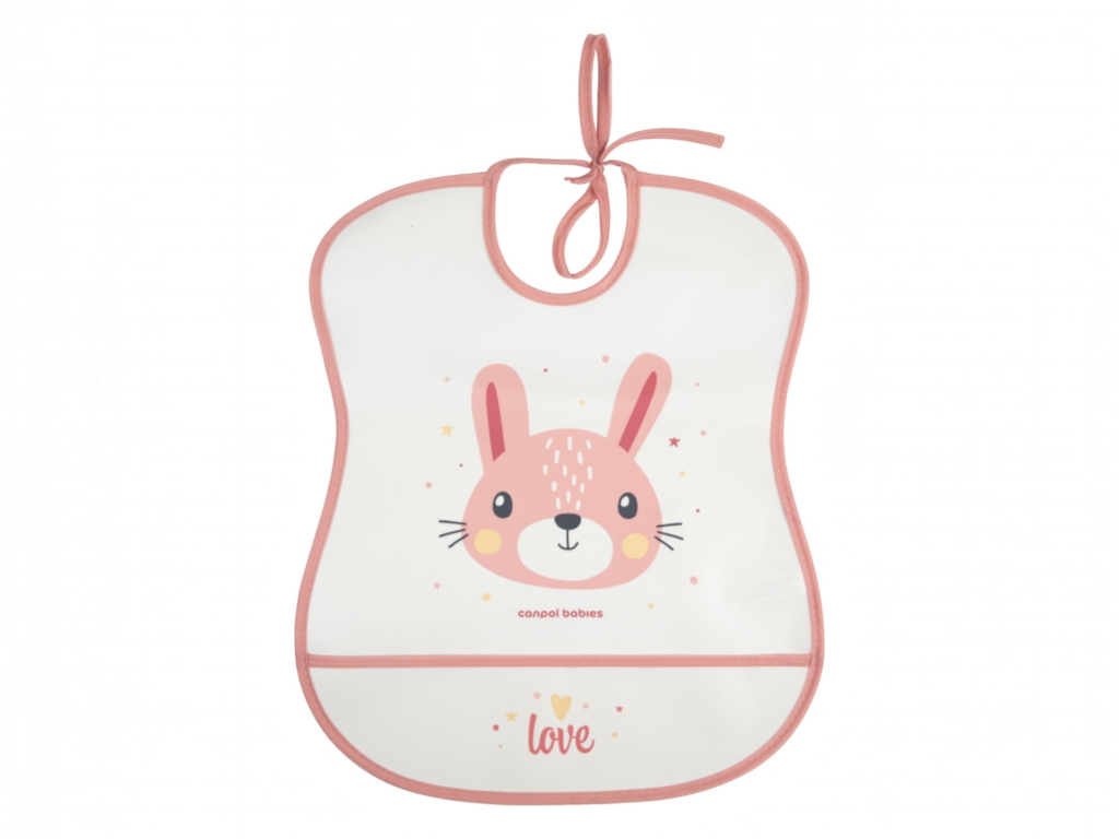 М'який водонепроникний слюнявчик з кишенькою CUTE ANIMALS - рожевий, Canpol Babies 2/919_pin2