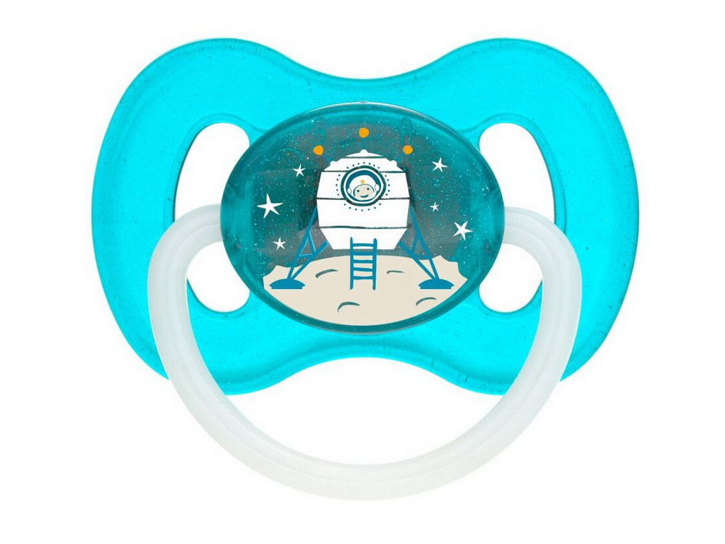 Пустушка кругла Space Синя, латекс, вік 6-18 міс., 23-222_blu_new, Canpol Babies