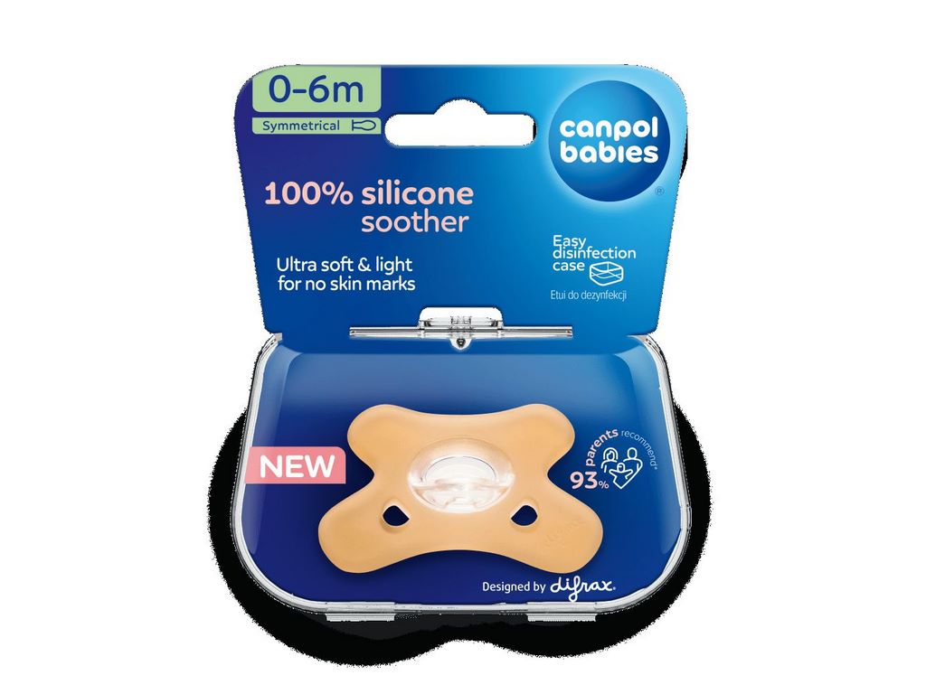 Пустышка, 100% Silicone Soother, силикон, 0-6 мес, 24/001_ORA, Canpol Babies