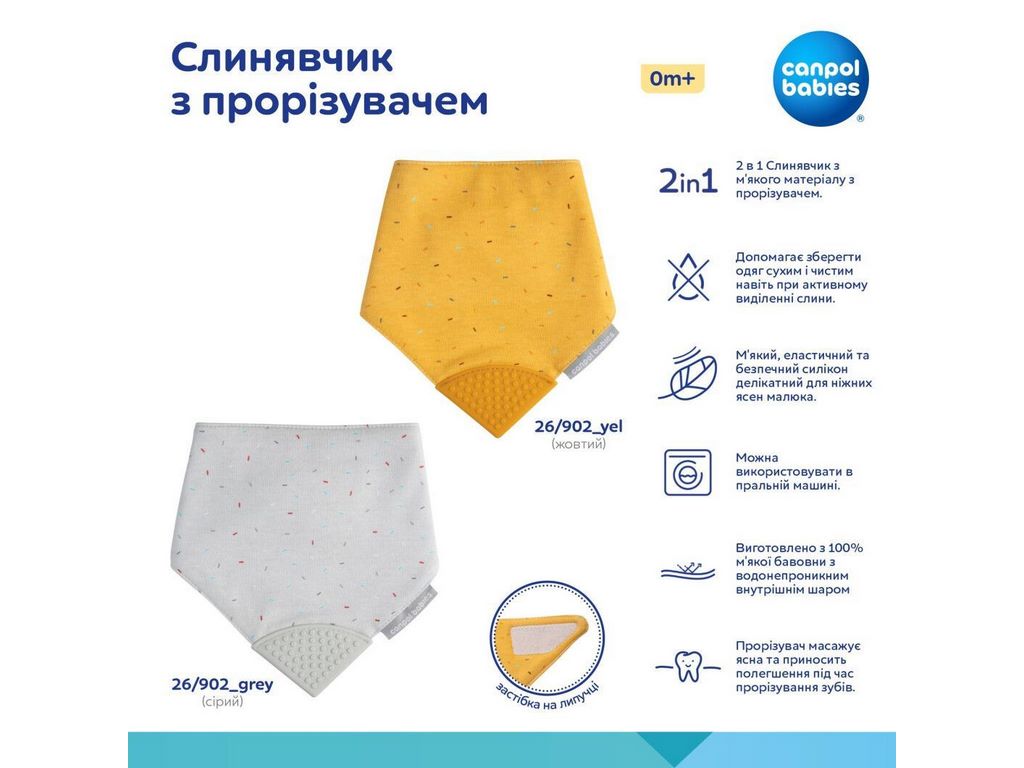 Слюнявчик с прорезывателем желтый, 26/902_YEL, Canpol Babies