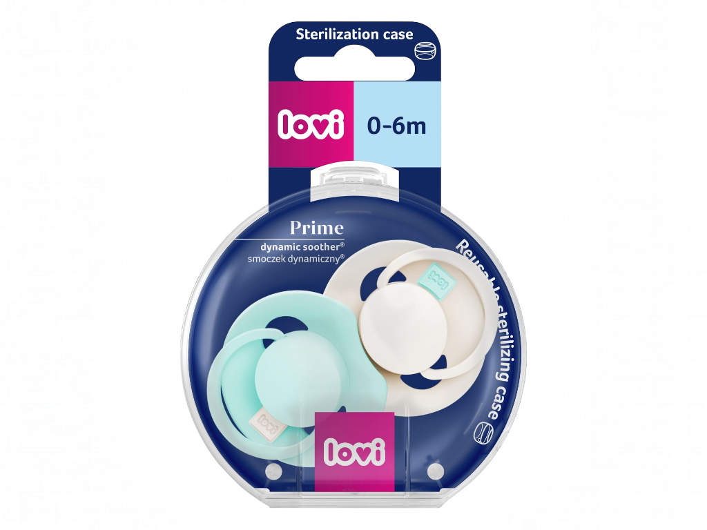 Пустушка силіконова динамічна LOVI Prime 0-6 міс 2 шт Logoon/Mint Cream, LOVI 34/451