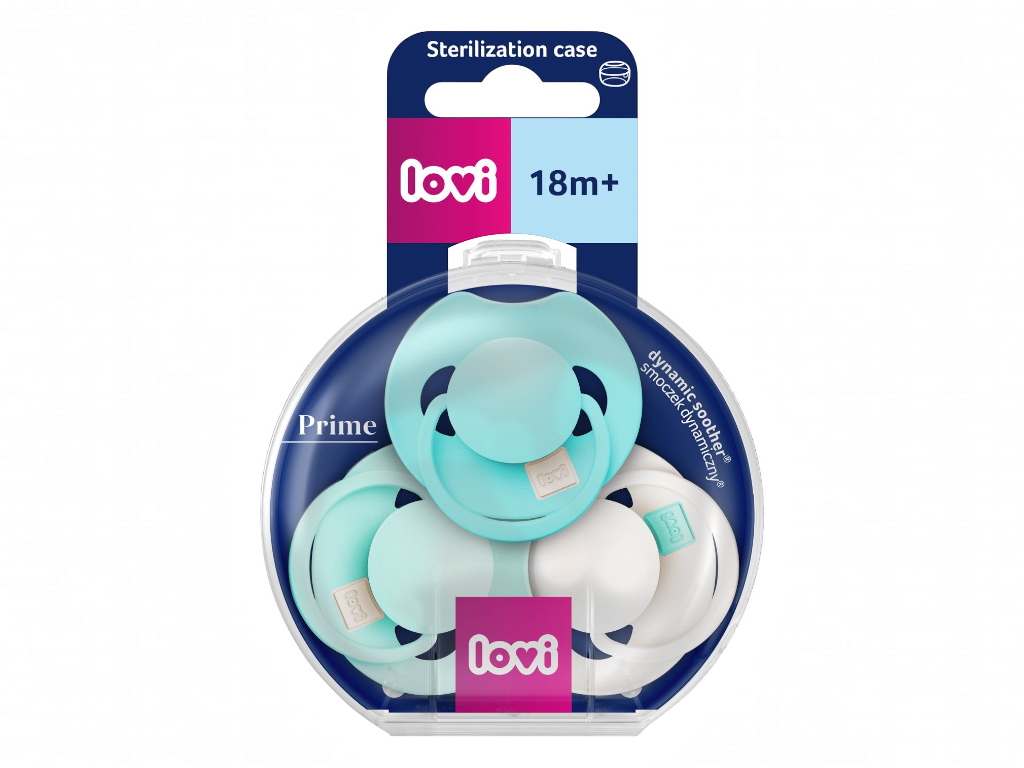Пустушка силіконова динамічна LOVI Prime 18+ міс 3 шт Aqua Green, LOVI 34/453