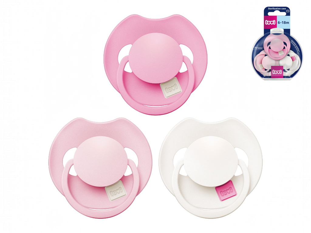 Пустушка силіконова динамічна LOVI Prime 6-18 міс 3 шт Peony Pink, LOVI 34/455