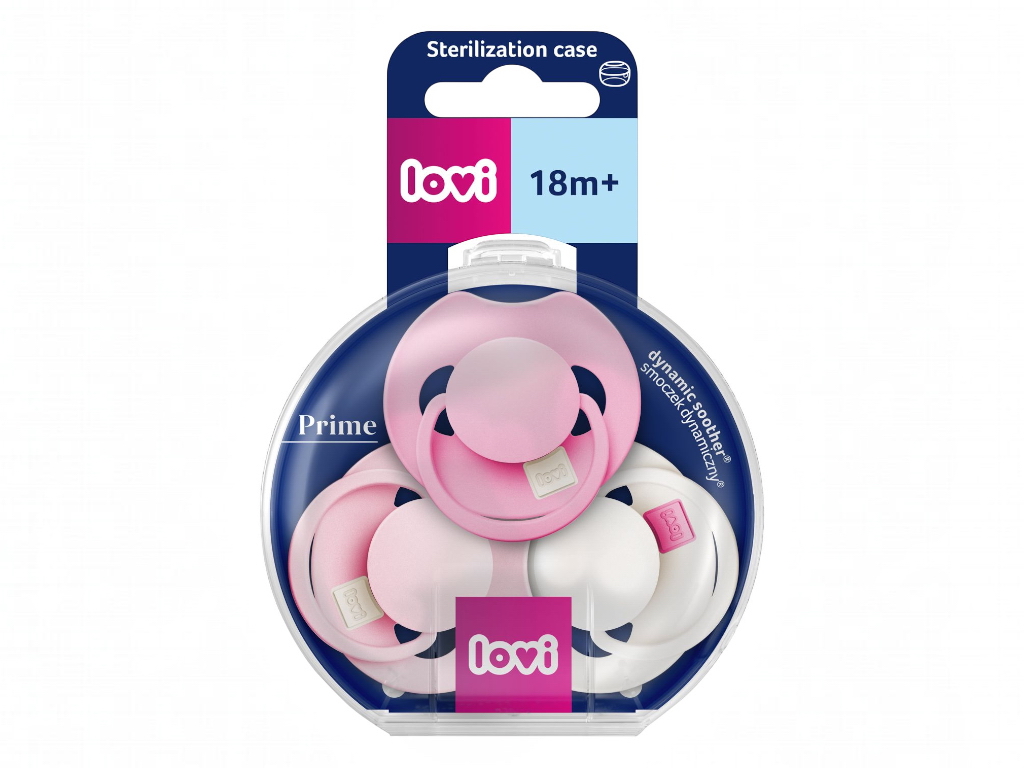 Пустышка силиконовая динамическая LOVI Prime 18+ мес 3 шт Peony Pink, LOVI 34/456