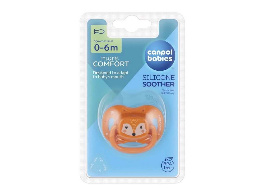 Пустышка силиконовая симметричная Cute Animals, 0-6 мес., 34/924_ora, Canpol Babies