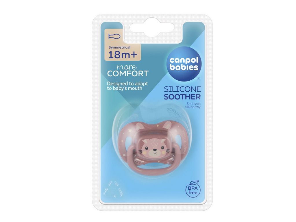 Пустышка силиконовая симметричная Cute Animals 18+ мес, 34/926_pin, Canpol Babies