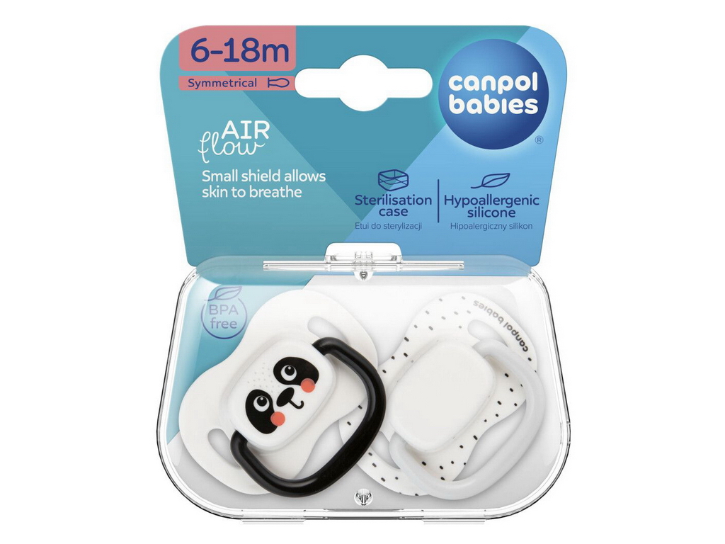 Пустышка силиконовая симметричная BabiesBoo, 0-6 мес., 2 шт., 34/927_whi, Canpol Babies