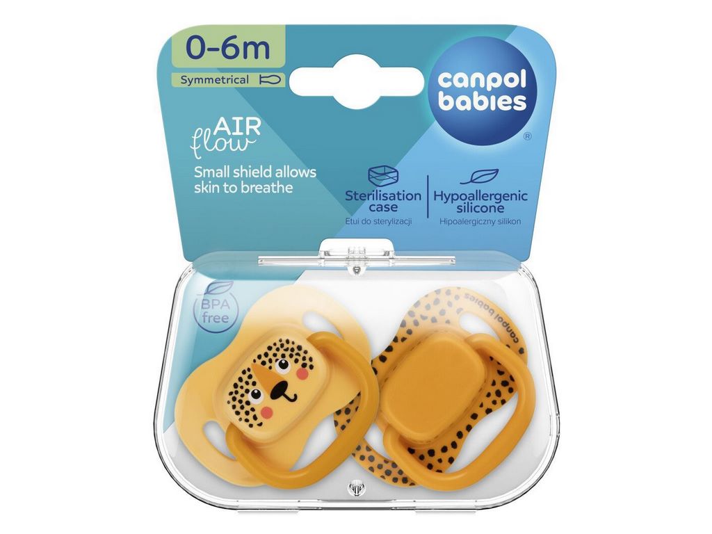 Пустышка силиконовая симметричная BabiesBoo 2 шт, 6-18 мес, 34/928_ora, Canpol Babies