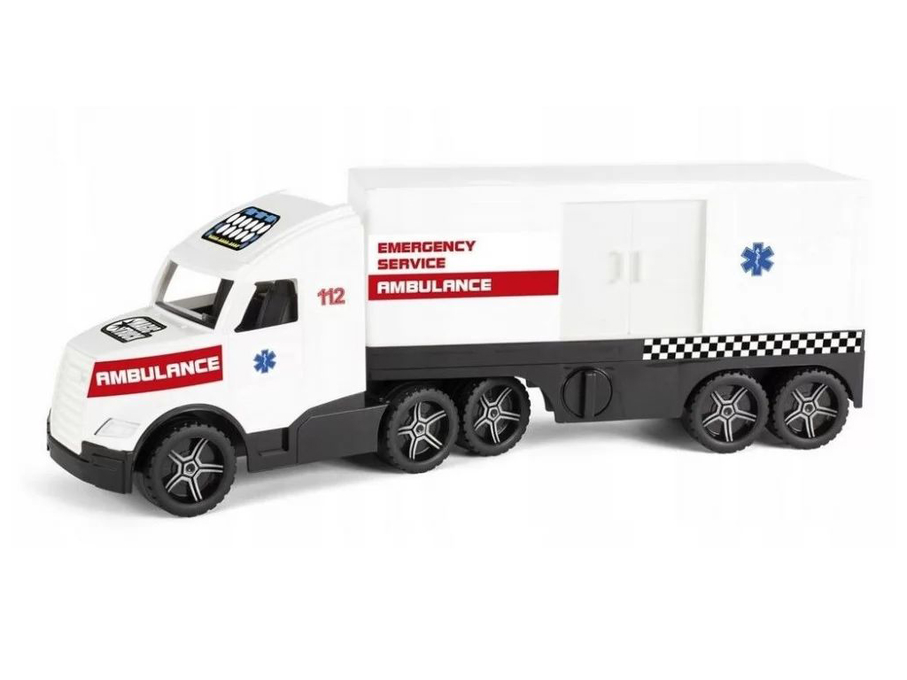Машинка трейлер Ambulance Truck 36211 79 см, открывающаяся дверь, Wader