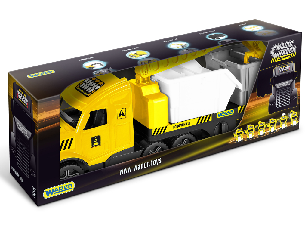 Машинка контейнеровоз Magic Truck Technic 79 см, с контейнерами, Wader