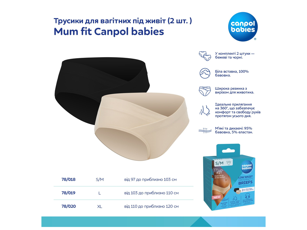 Трусики для вагітних Mum fit під живіт 2 шт. S/M, Canpol babies 78/018