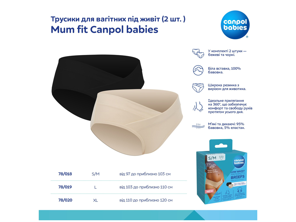 Трусики для вагітних Mum fit під живіт 2 шт. XL, Canpol babies 78/020