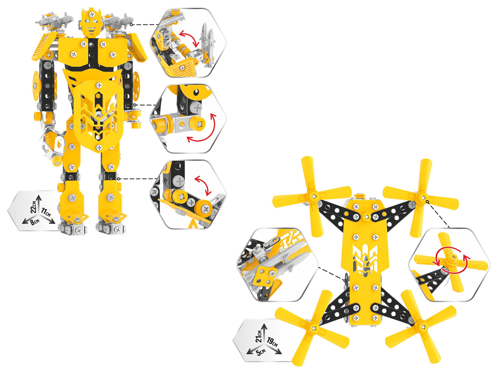 Конструктор металлический вертолет Construction Robot-Drone, 570 деталей, технический набор, Технок