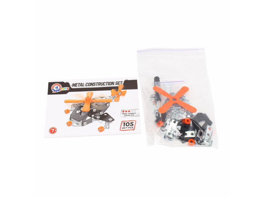 Конструктор металлический вертолет Metal Construction Set, 105 деталей, модель техники, Технок