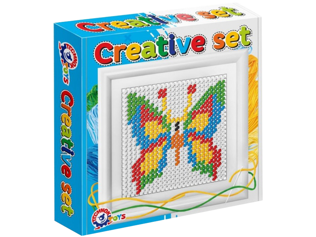 Набір для творчості вишивання Creative set, велика пластикова канва, з голкою, Технок