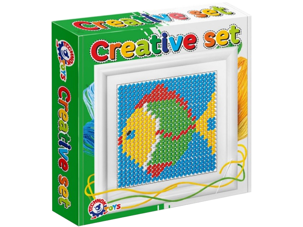 Набір для творчості вишивання Creative set, велика пластикова канва, з голкою, Технок