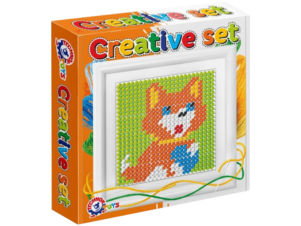 Набір для творчості вишивання Creative set, велика пластикова канва, з голкою, Технок