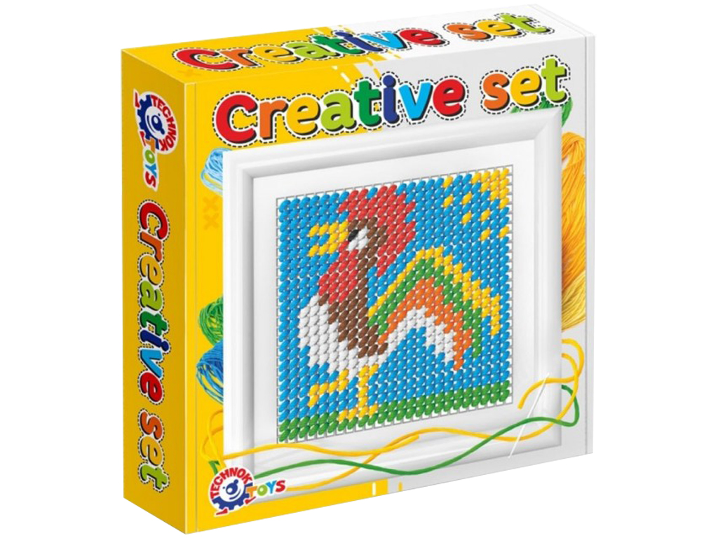 Набір для творчості вишивання Creative set, велика пластикова канва, з голкою, Технок