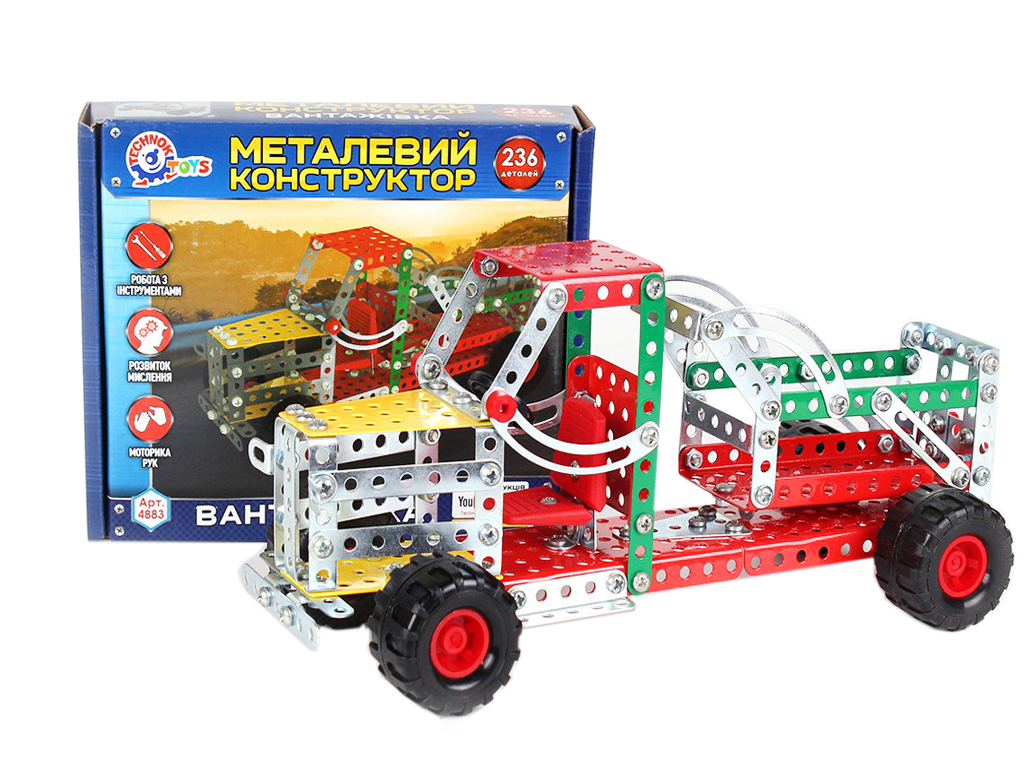 Конструктор металевий вантажівка, 20,5×16×4 см, 236 деталей, Технок